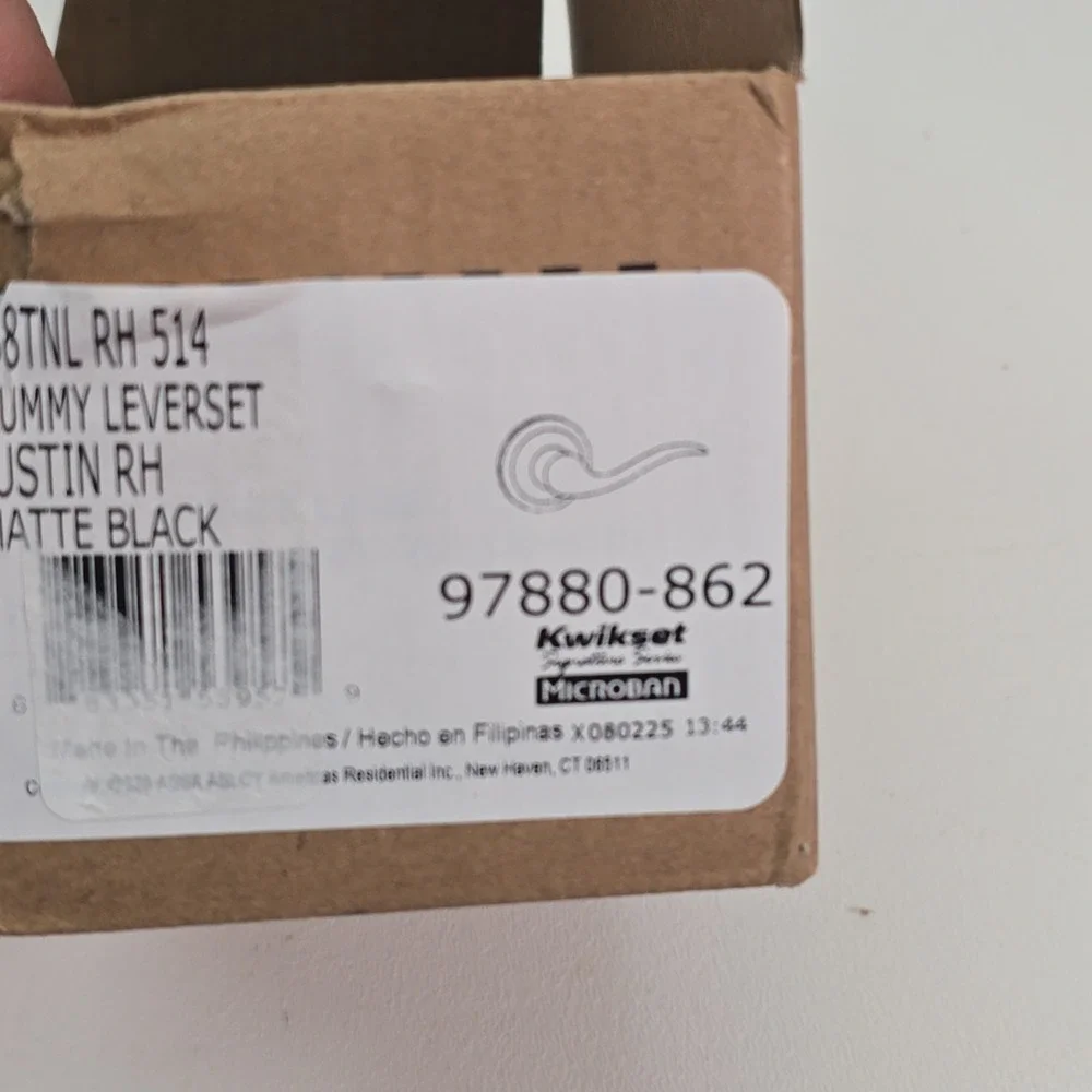 Kwikset Dummy Leverset Tustin RH Matte Black (788TNL-RH-514)